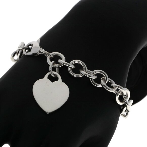 TIFFANY Silver Heart Charm Bracelet